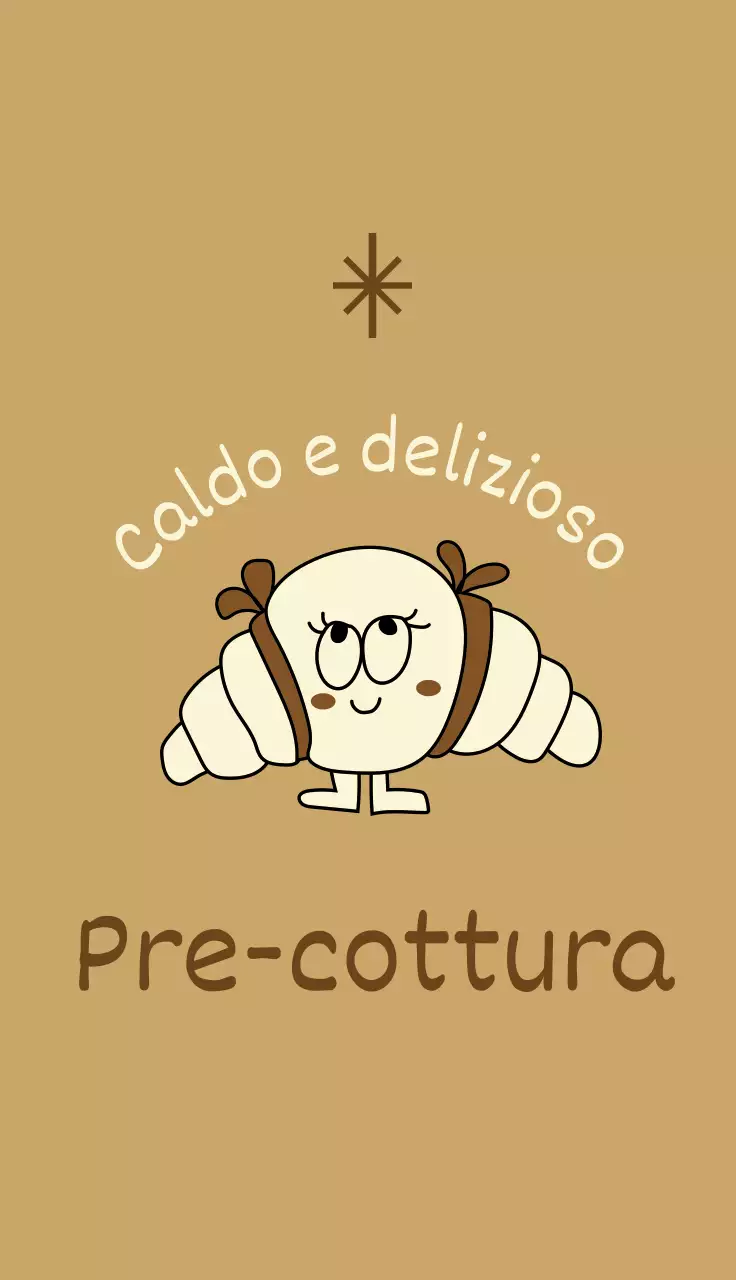 Promuovete panetterie e caffè con i simpatici personaggi del pane di colore giallo chiaro e marrone.