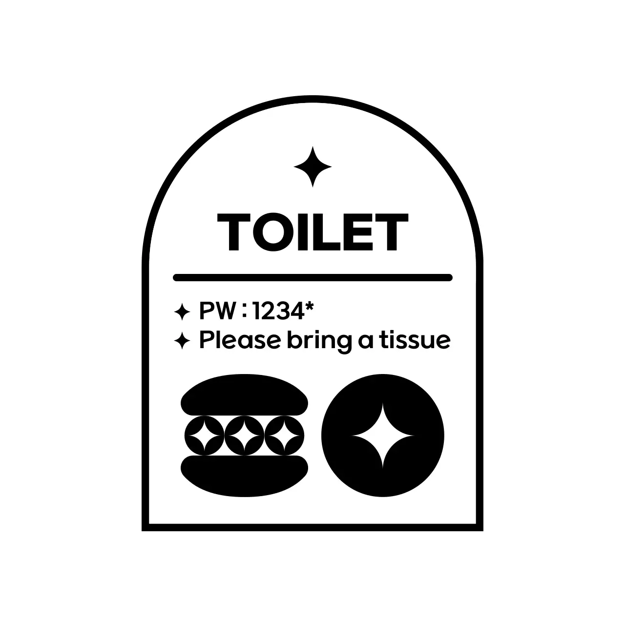 Ícone de sobremesa preto e branco simples e limpo e estilo de combinação de texto para informações sobre a loja