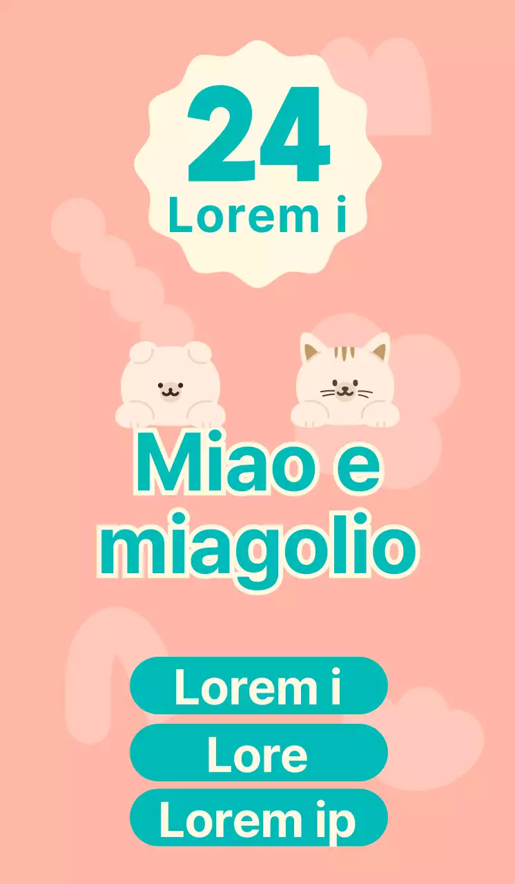 Un negozio di forniture per animali non presidiato con simpatiche illustrazioni di cani e gatti rosa e turchesi