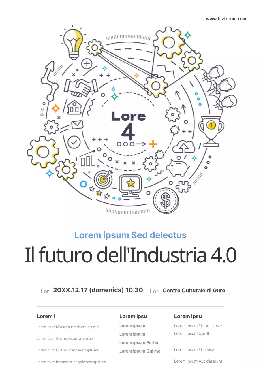  Promuovere il Seminario sulla Politica del Futuro con varie icone nere