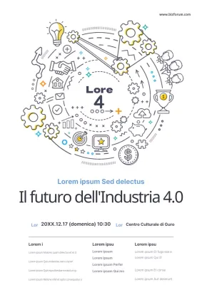 Promuovere il Seminario sulla Politica del Futuro con varie icone nere