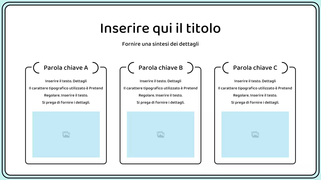 Evidenziate le parole chiave con un semplice stile a linee in giallo e menta.