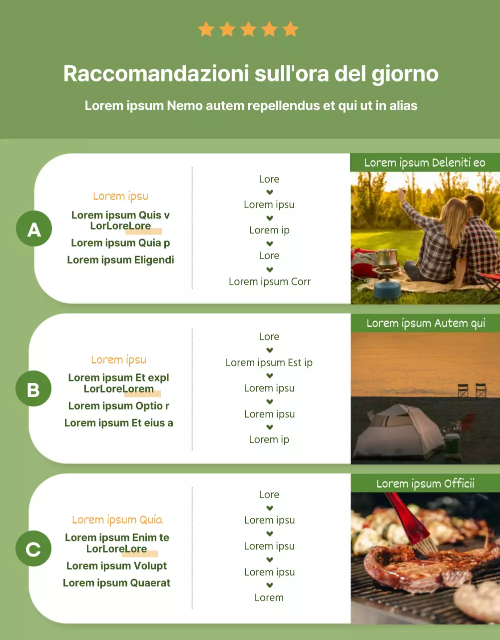 Semplice pagina di dettaglio della prenotazione del campeggio illustrata in verde