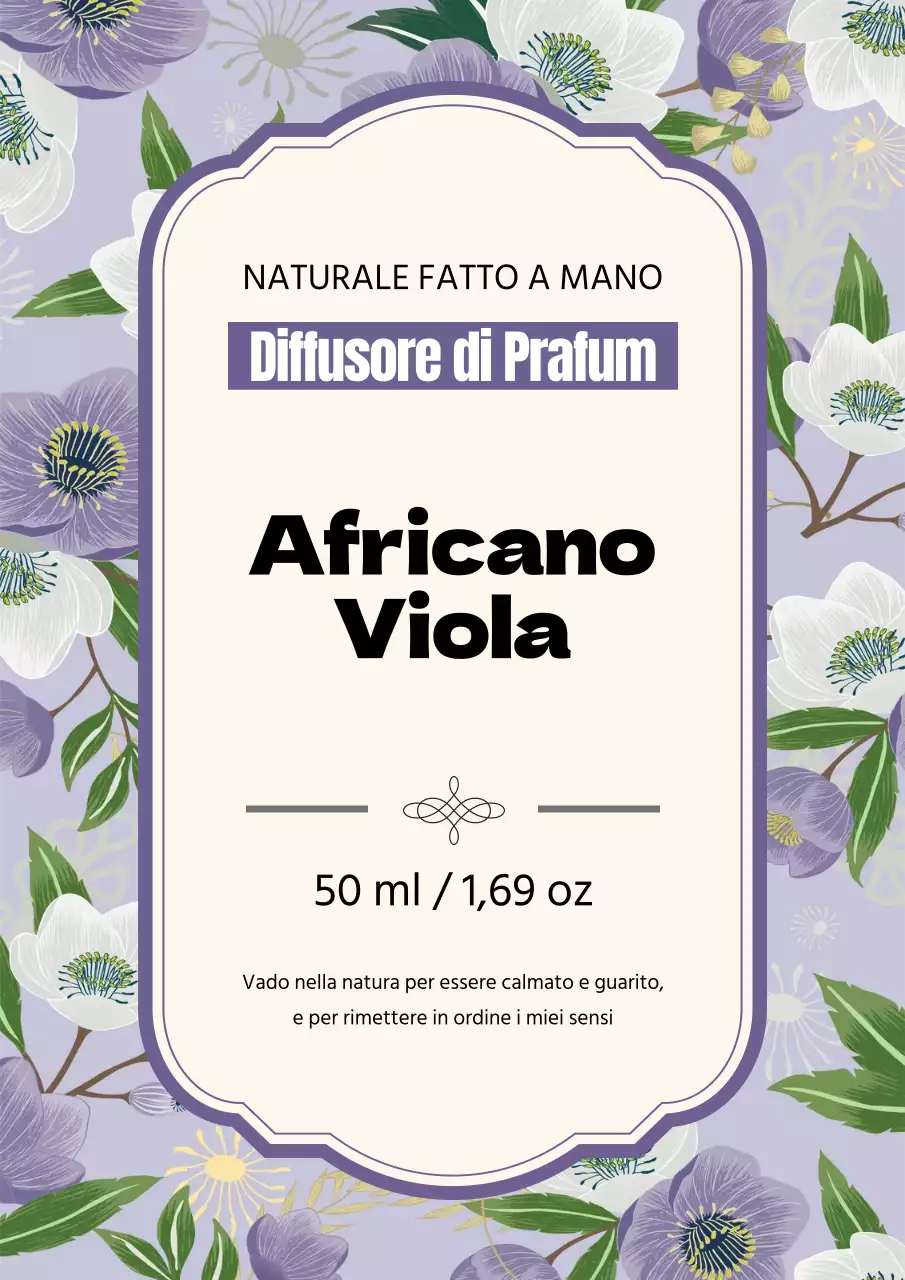 Poster di design di etichetta di profumo vintage in viola