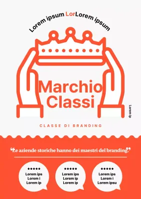 Semplice branding in arancione e bianco per promuovere le lezioni