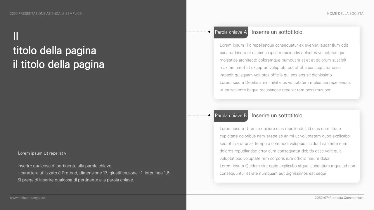 Presentazione aziendale semplice ed essenziale in bianco e nero