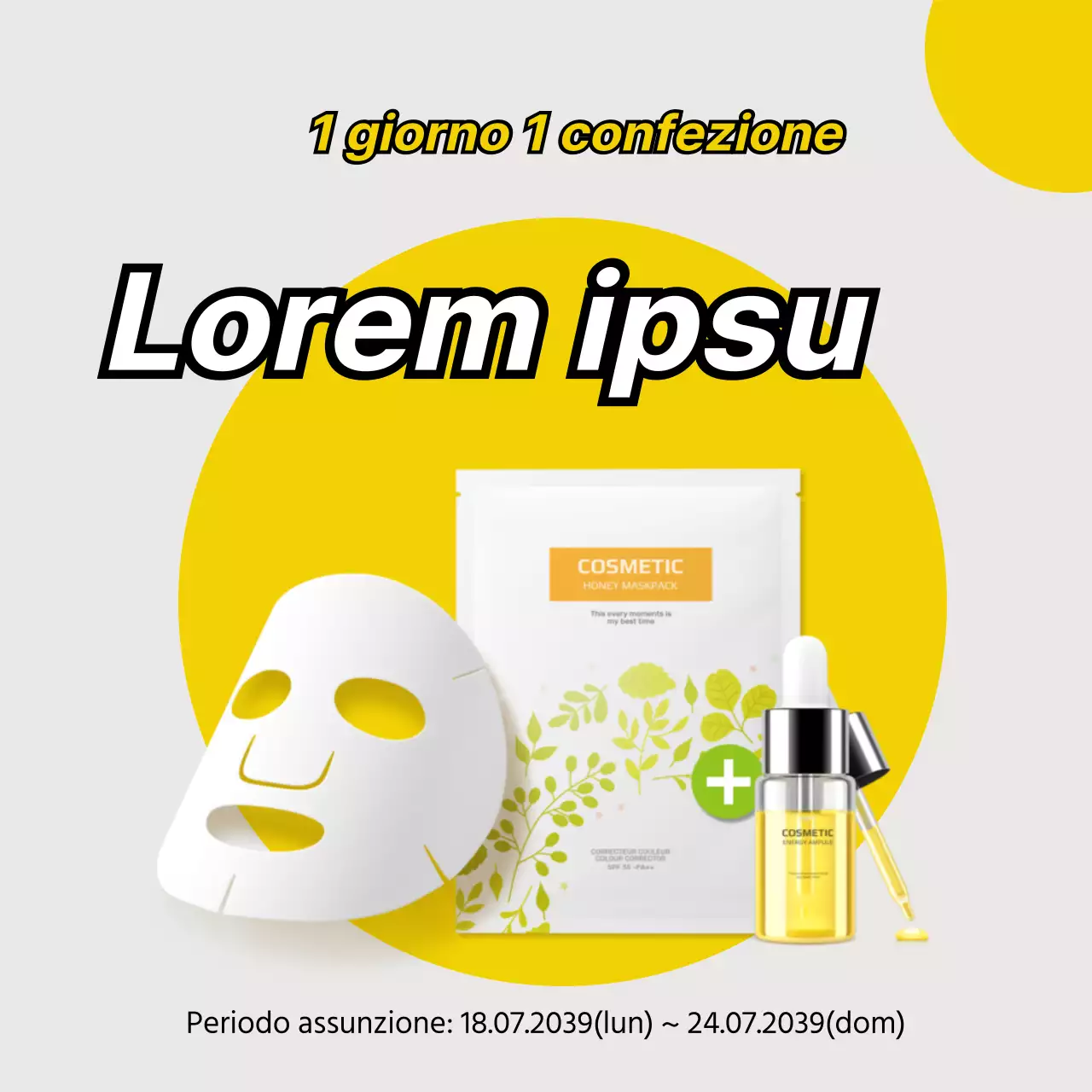 Giallo 1 giorno 1 Pack Beauty Experience Group Reclutamento di Mask Pack Experience Group