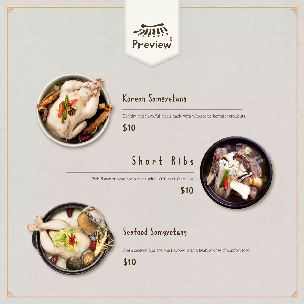 Thiết kế Banner Menu Truyền thống Màu Be