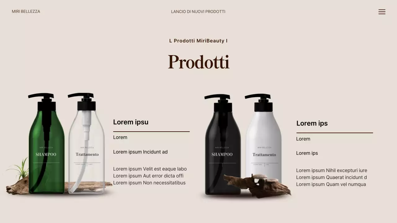 Nuovi prodotti naturali per capelli in verde e beige