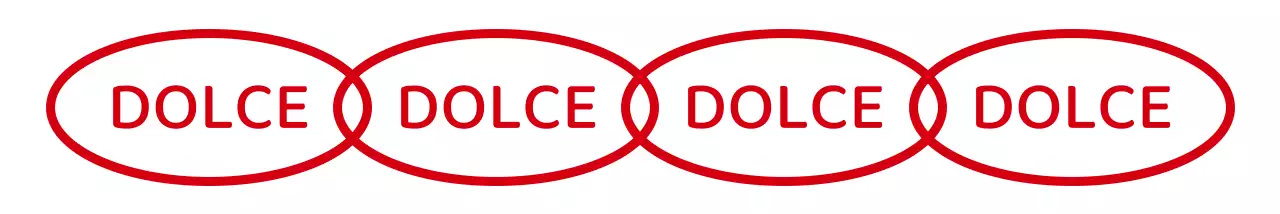 Una semplice combinazione di forme e testo in rosso con ripetizione Stile Caffè