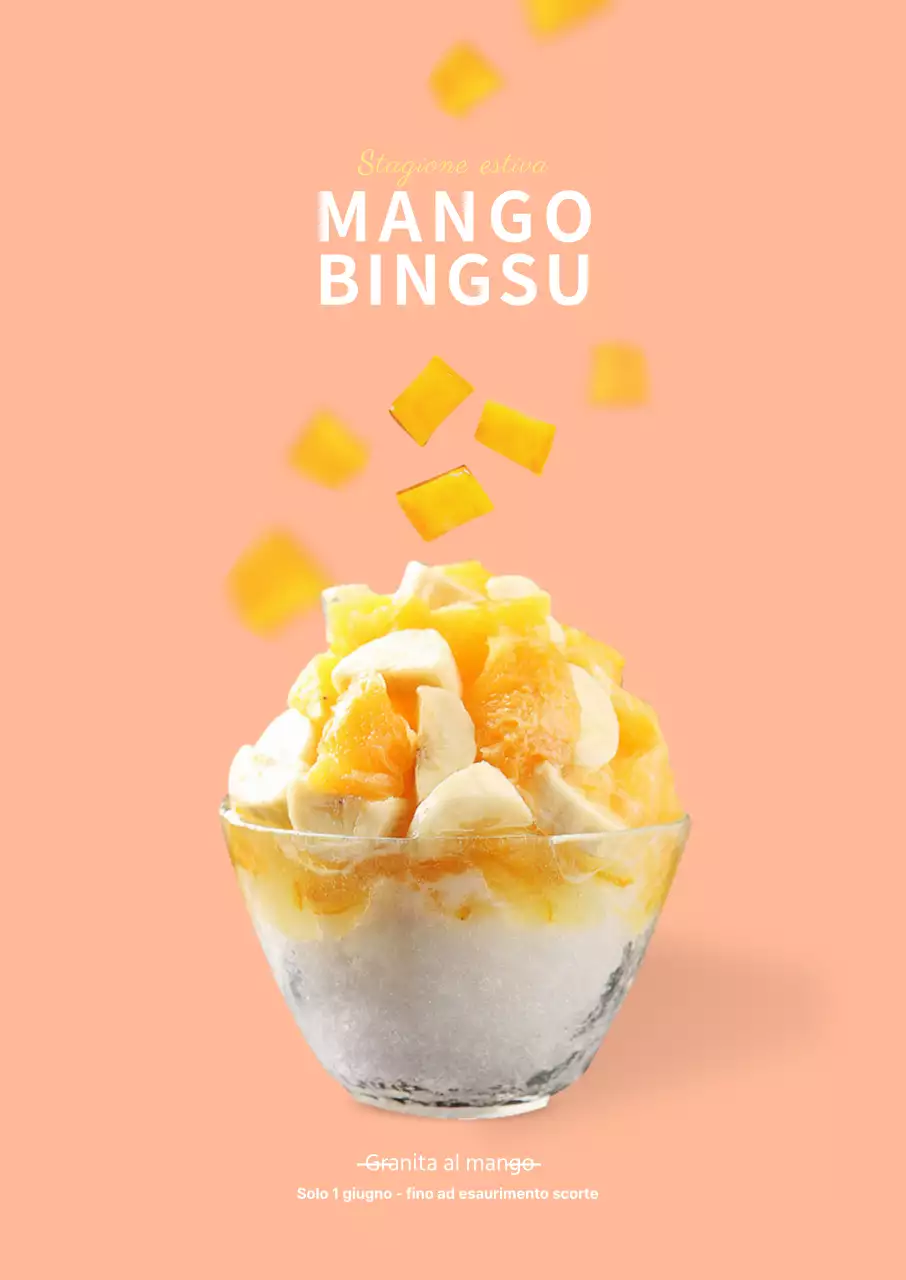 Striscione rosa semplice per un caffè con granita al mango