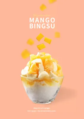 Striscione rosa semplice per un caffè con granita al mango