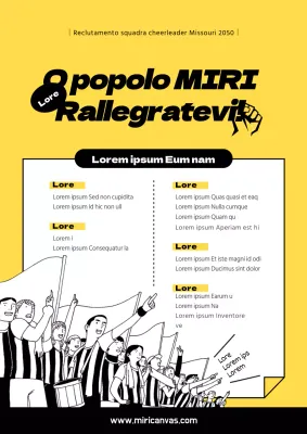 Come reclutare un club di cheerleader con un concetto di illustrazione di cheerleader gialla e nera