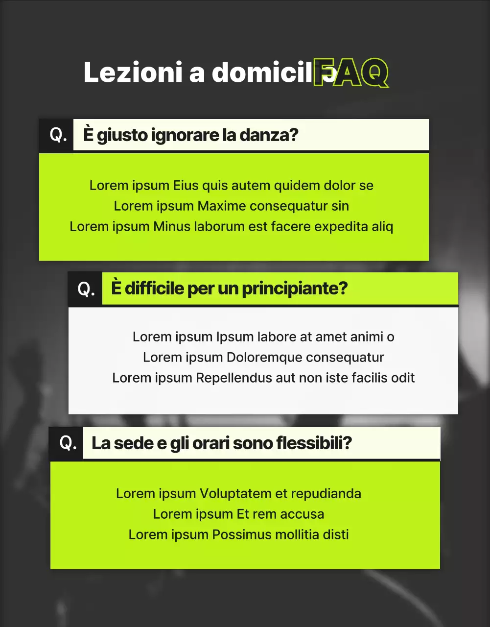 Lezioni di danza alla moda in nero e neon