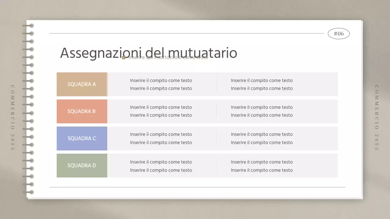 Verbale di riunione dello studio di marketing in un semplice taccuino beige