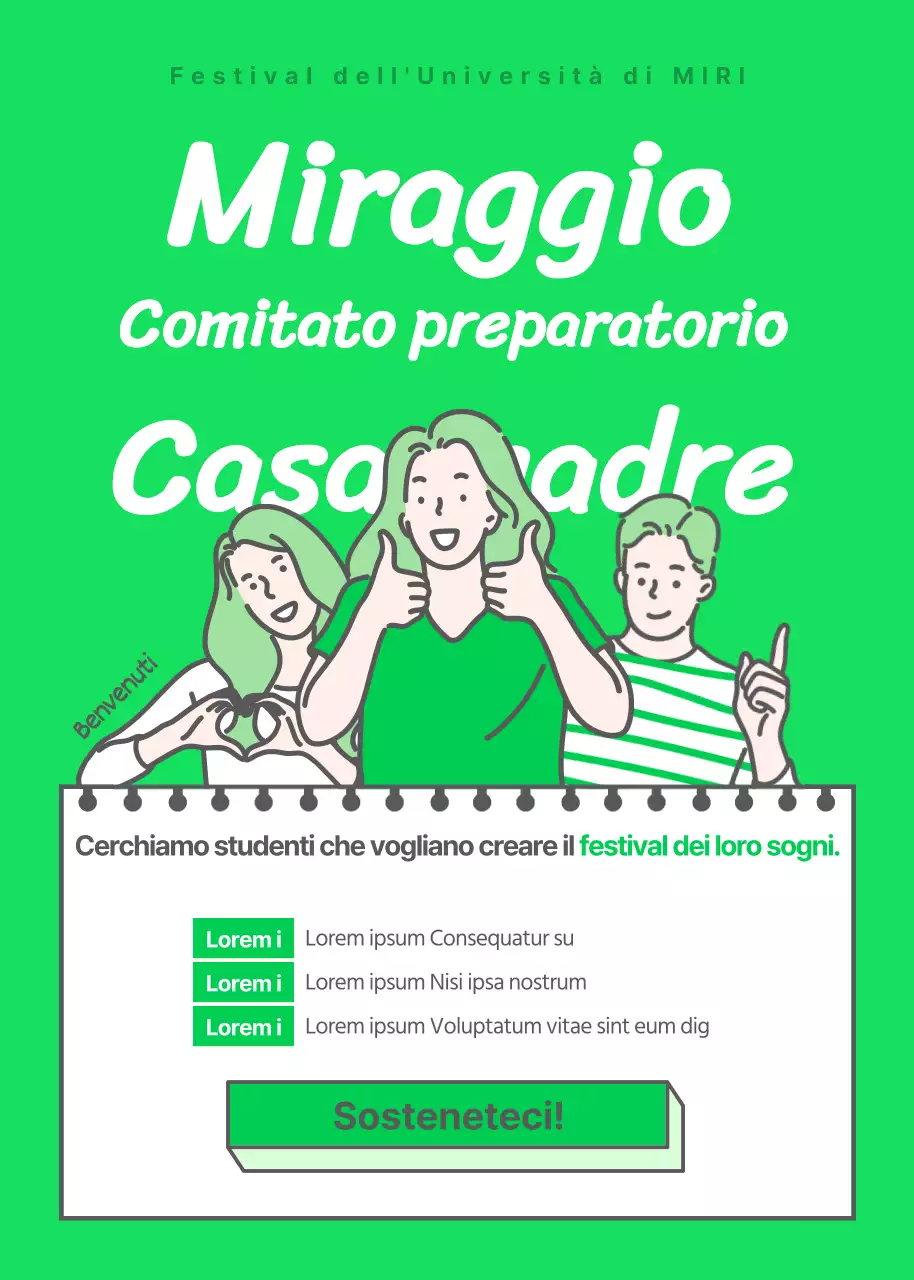 Tema di reclutamento per organizzatore di festival illustrato verde lime fluorescente