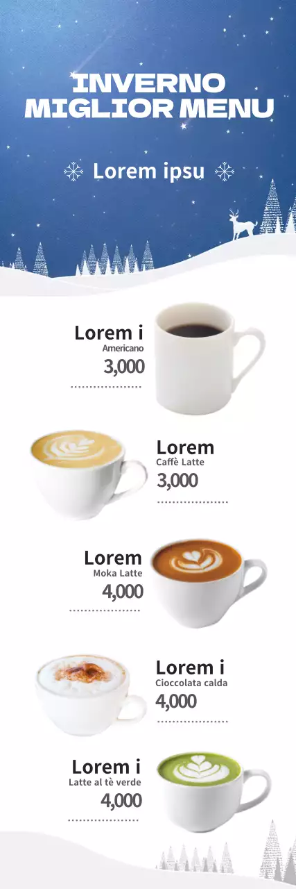 Promuovete il vostro menu del caffè invernale