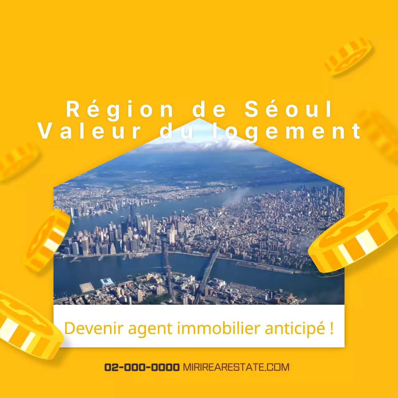 Maison jaune avec de l'argent qui en tombe Agents immobiliers Introduction du prix des maisons à Séoul