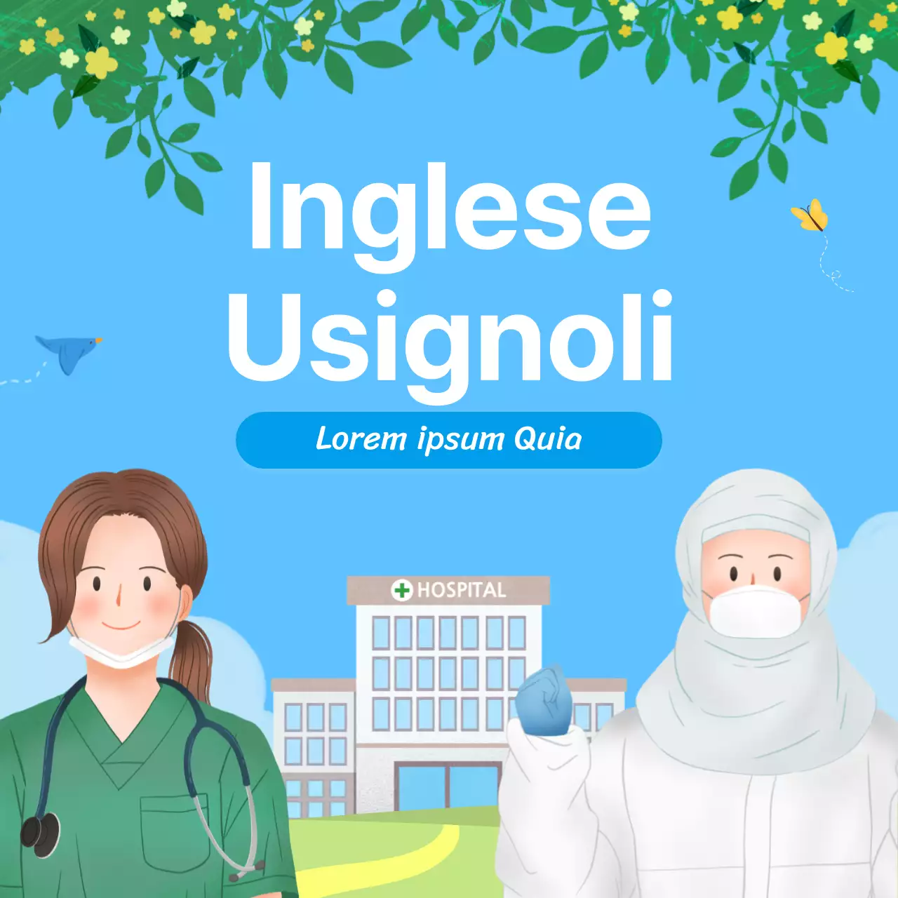 Biglietto d'auguri per la Giornata Mondiale dell'Infermiere con design blu