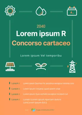 Concetto di icona semplice verde e arancione Bando di concorso per carta commerciale rinnovabile ecologica