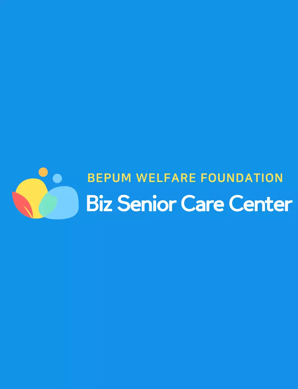 Round and simple human symbol logo style with blue and colorful colors for nursing home staff