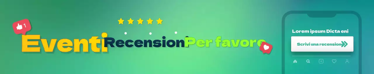 Rivisitazione del banner promozionale dell'evento rettangolo orizzontale con una fresca combinazione di colori verde e giallo e un focus sui titoli