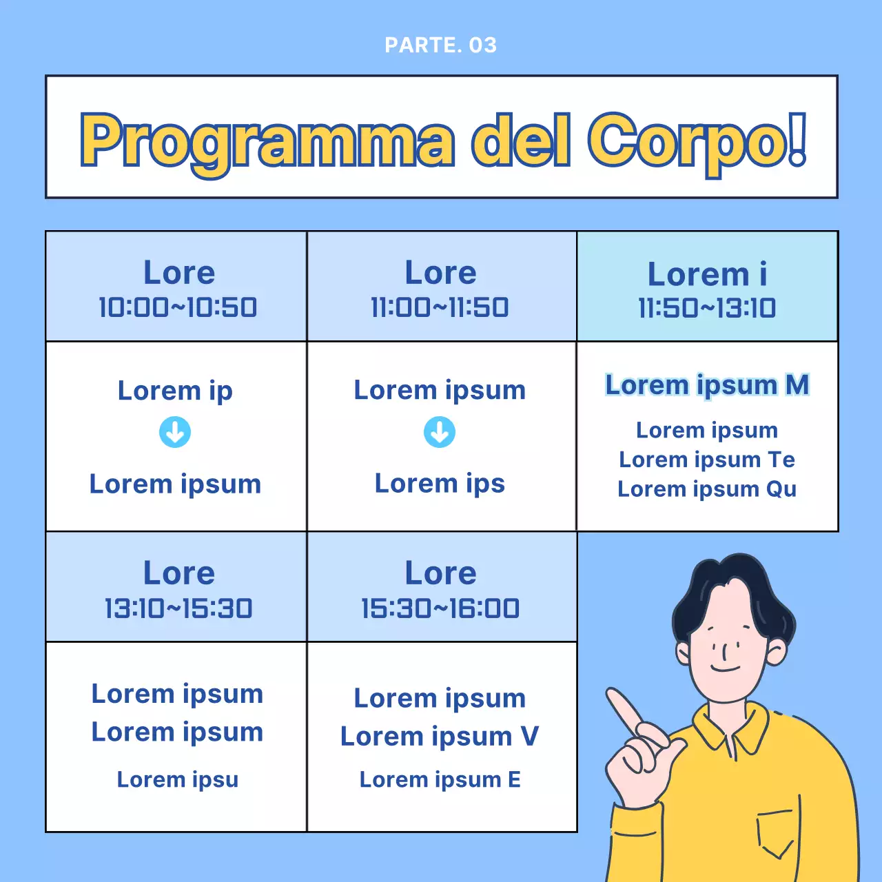 Centro moderno per i percorsi giovanili, blu e giallo, reclutamento di tutoraggio