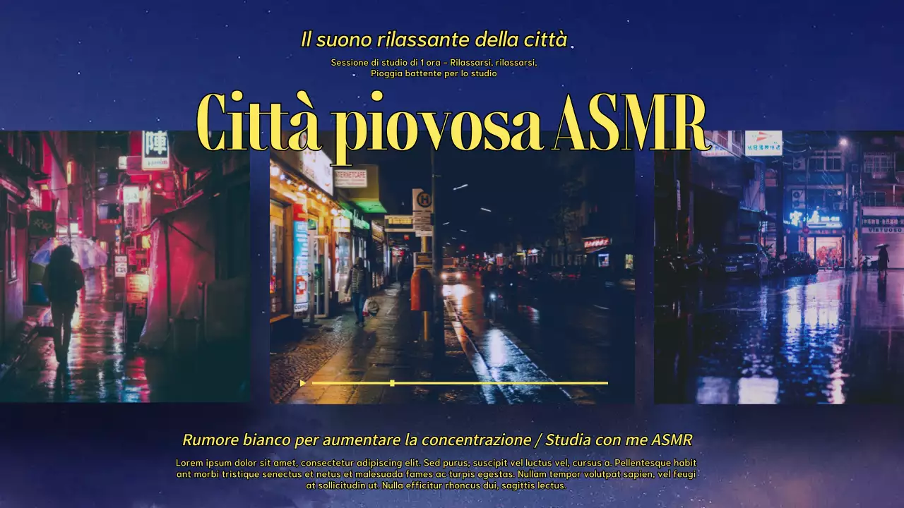 Copertina della playlist Cyberpunk rainy white noise in blu e giallo