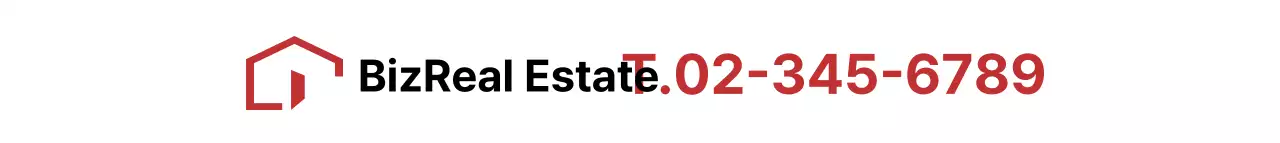 Per la promozione di immobili con un semplice logo a forma di casa in rosso e nero