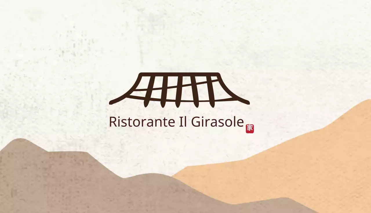 Arancione marrone illustrazione logo ristorante biglietto da visita