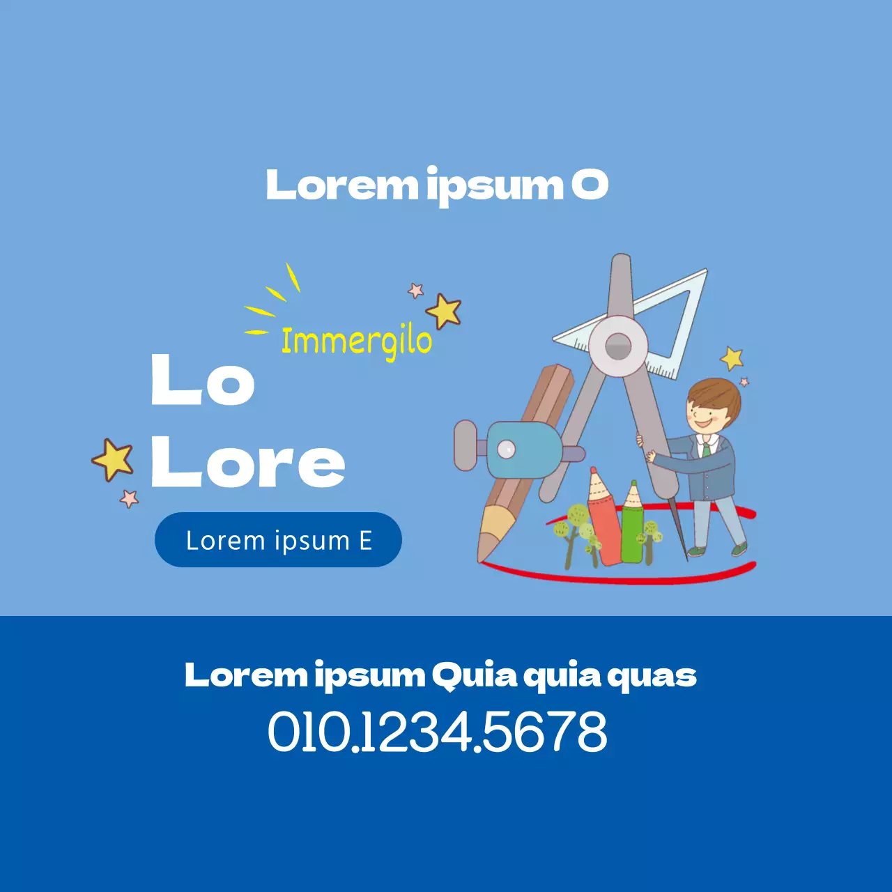 Illustrazione blu Scuola carina