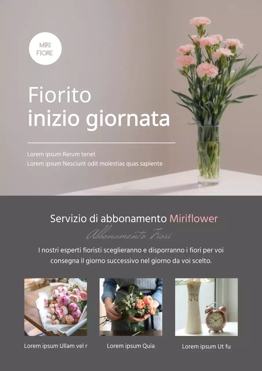 Fiori rosa e grigi con foto in evidenza con consegna regolare