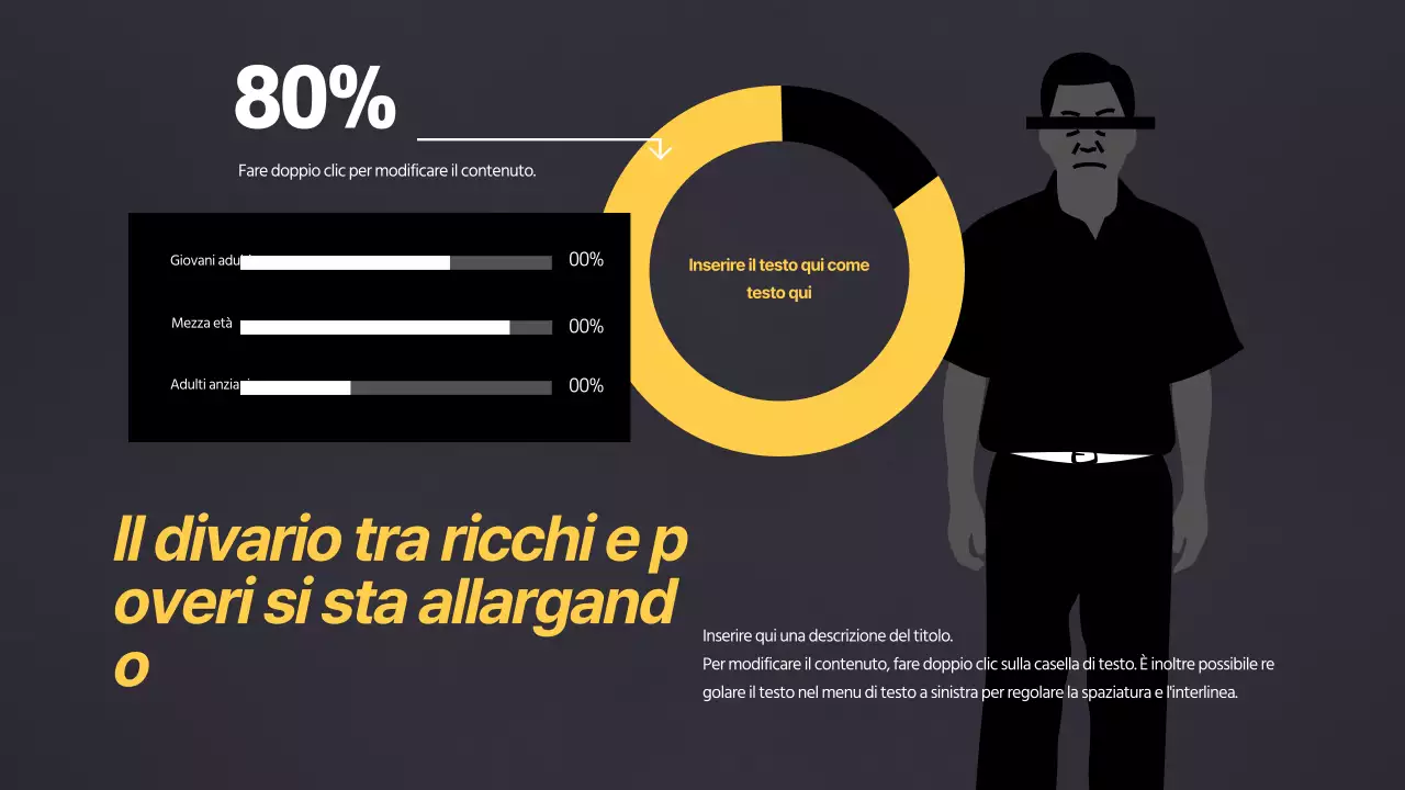 Grafico a torta di concetto pulito nero e giallo
