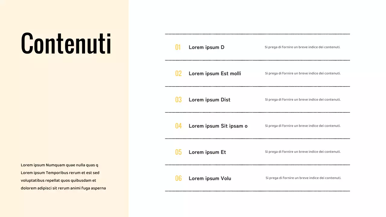 Presentazione gialla di design minimalista senza barriere