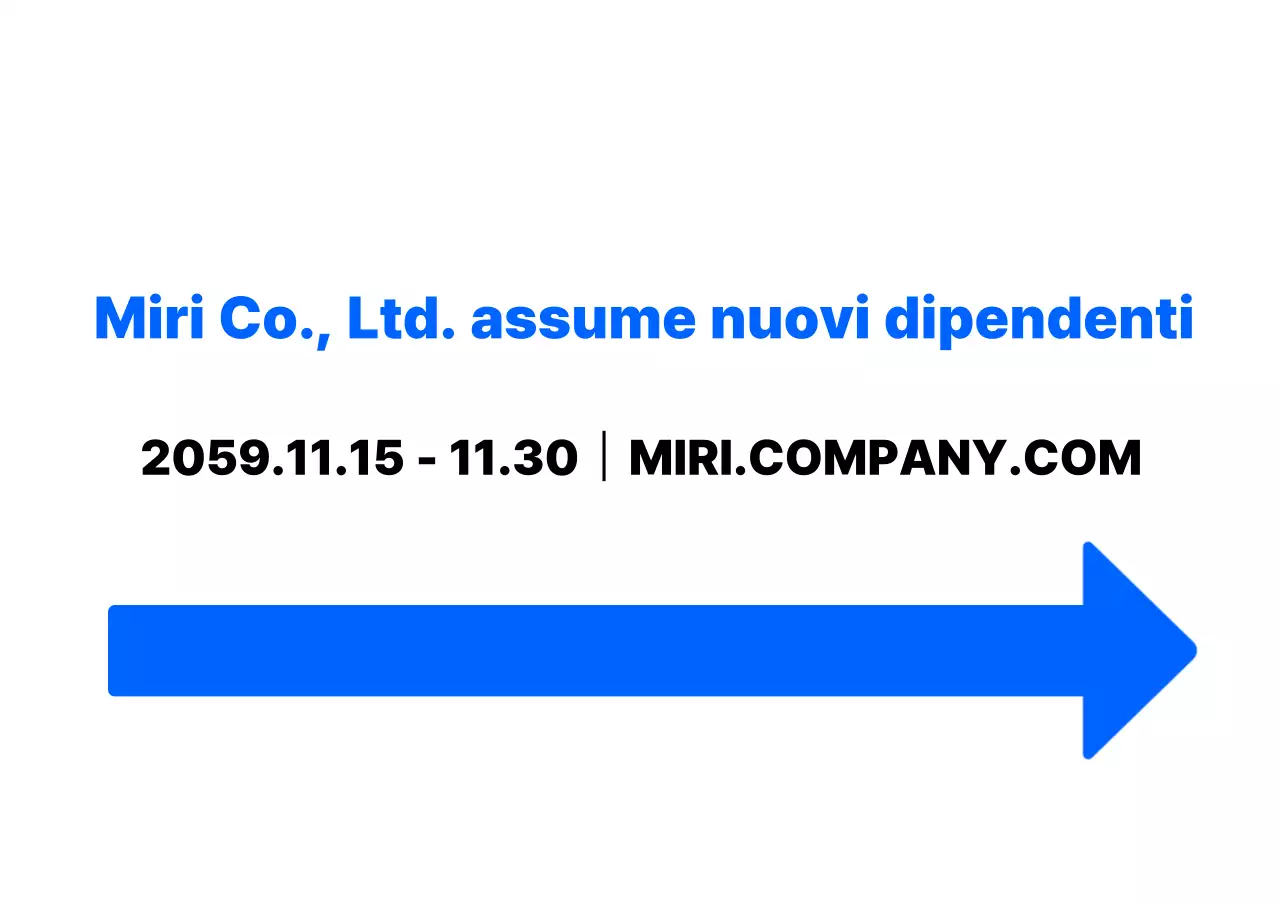 Stile illustrativo semplice in blu e nero con indicazioni per il luogo del colloquio di reclutamento
