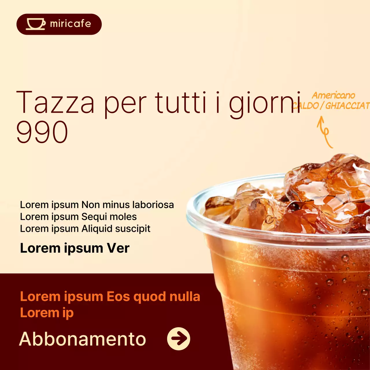 Abbonamento al caffè nei toni del giallo e del marrone