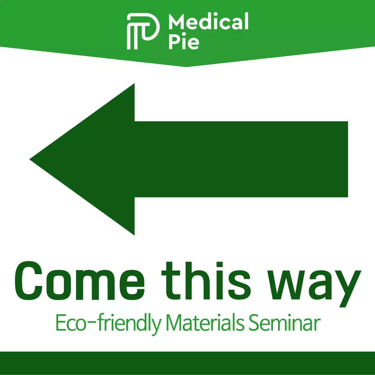 Simple and clean combination of arrows and text in green and lime green layout style Directions to the seminar