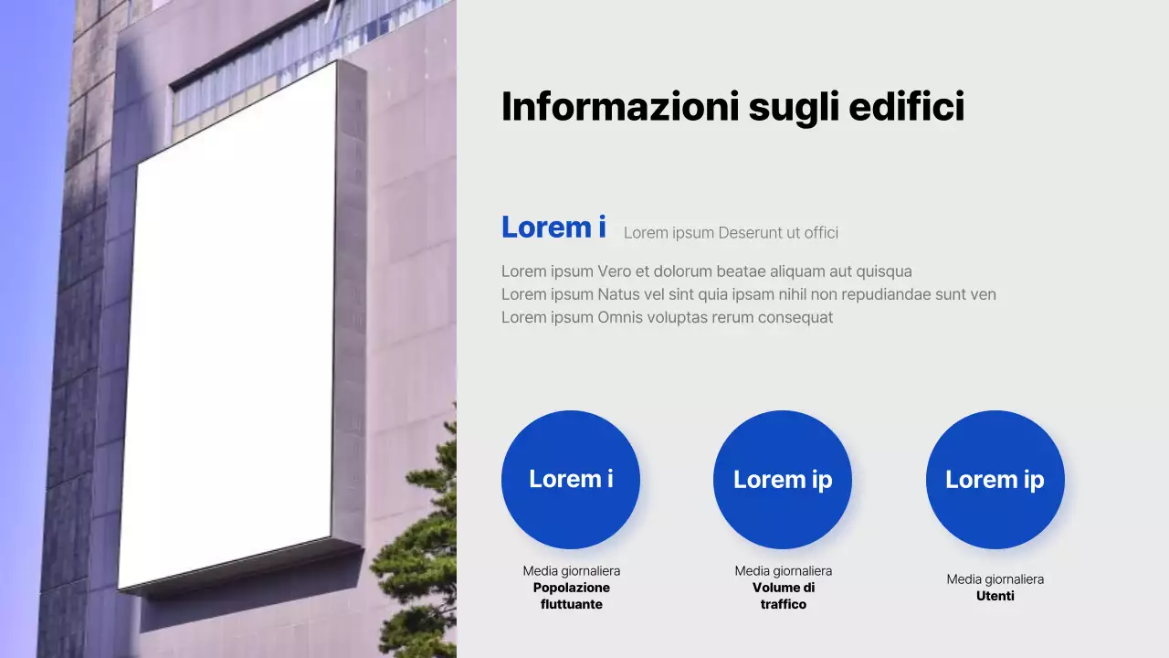 Proposta di supporti pubblicitari semplici di colore azzurro e blu
