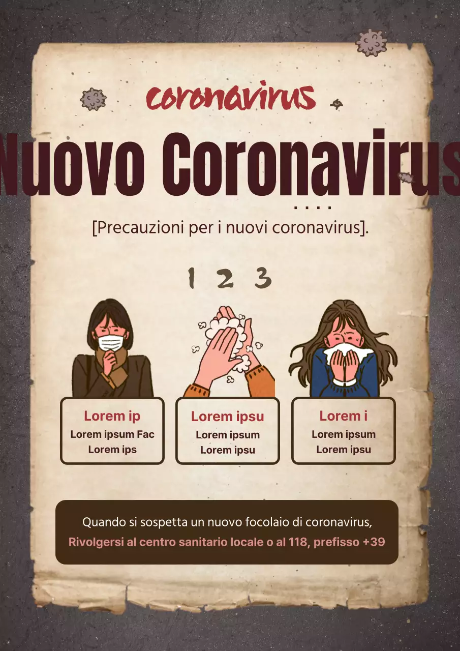 Volantino vintage per la campagna di prevenzione dell'influenza in colore beige