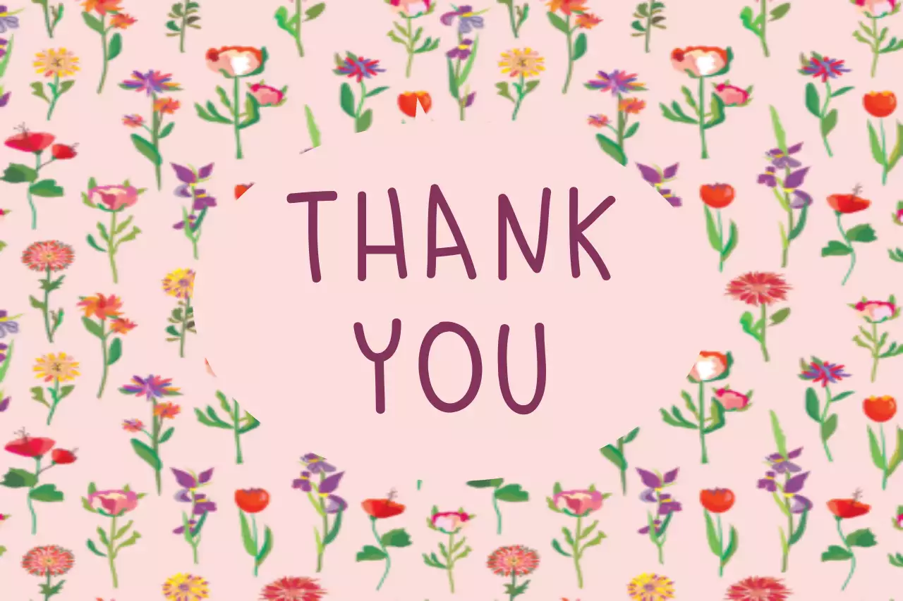 Pink Floral Thank You Card Banner