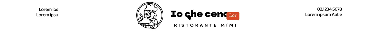Logo del personaggio del cuoco in bianco e nero Per l'informazione e la promozione del ristorante.