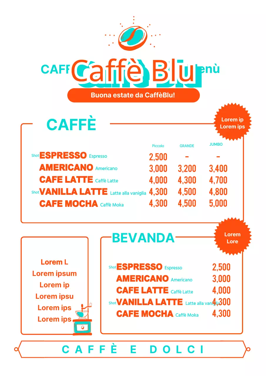 Progettate il menu delle bevande di un caffè con un tocco di simpatia
