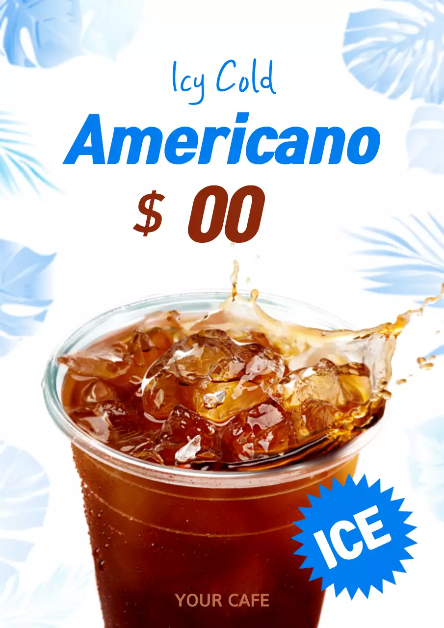 Blue Simple Coffee Promotion Poster