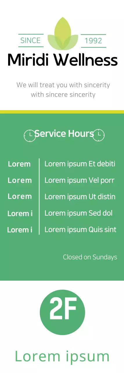 Faixa informativa verde de bem-estar mínimo