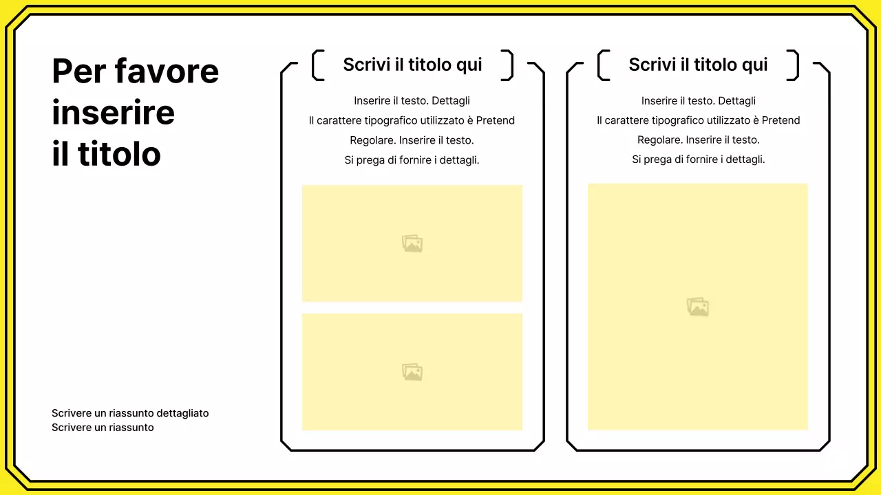 Evidenziate le parole chiave con un semplice stile a linee in giallo e menta.