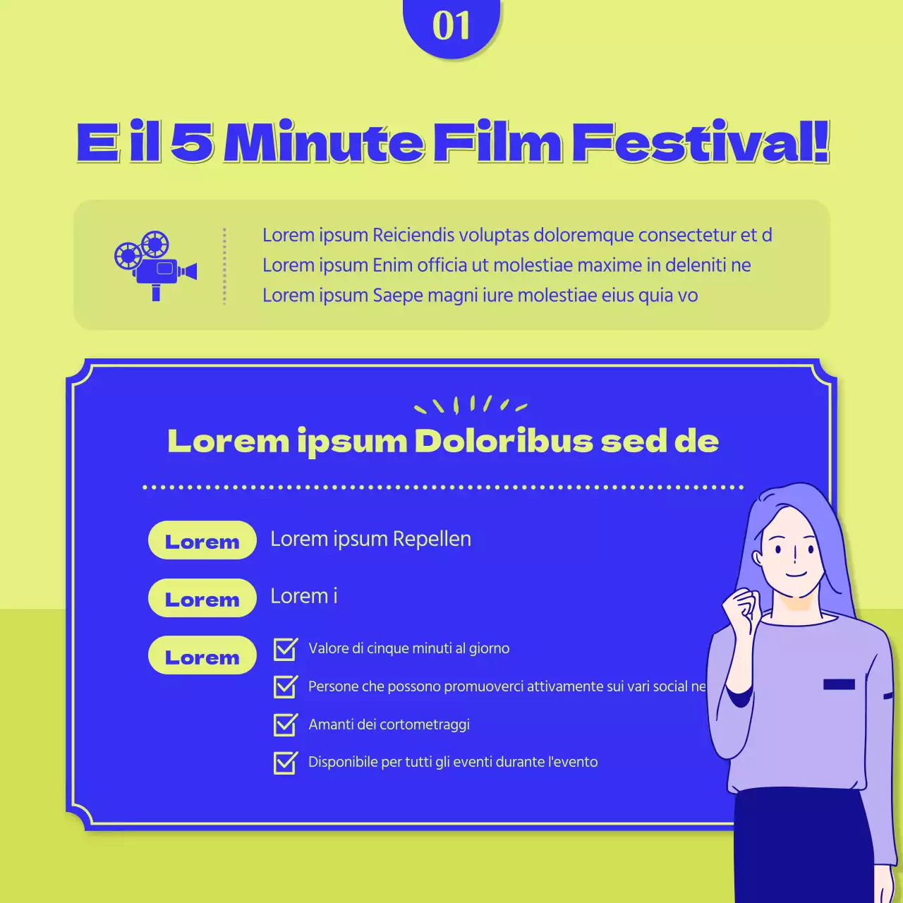Reclutamento di sostenitori del festival del cinema blu e giallo