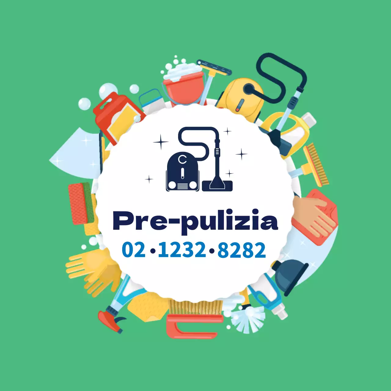 Illustrazione verde simpatica servizio di pulizia promozione di pulizia