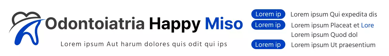 Stile semplice e pulito del logo del simbolo dentale in nero e blu per l'informazione e la promozione dentale