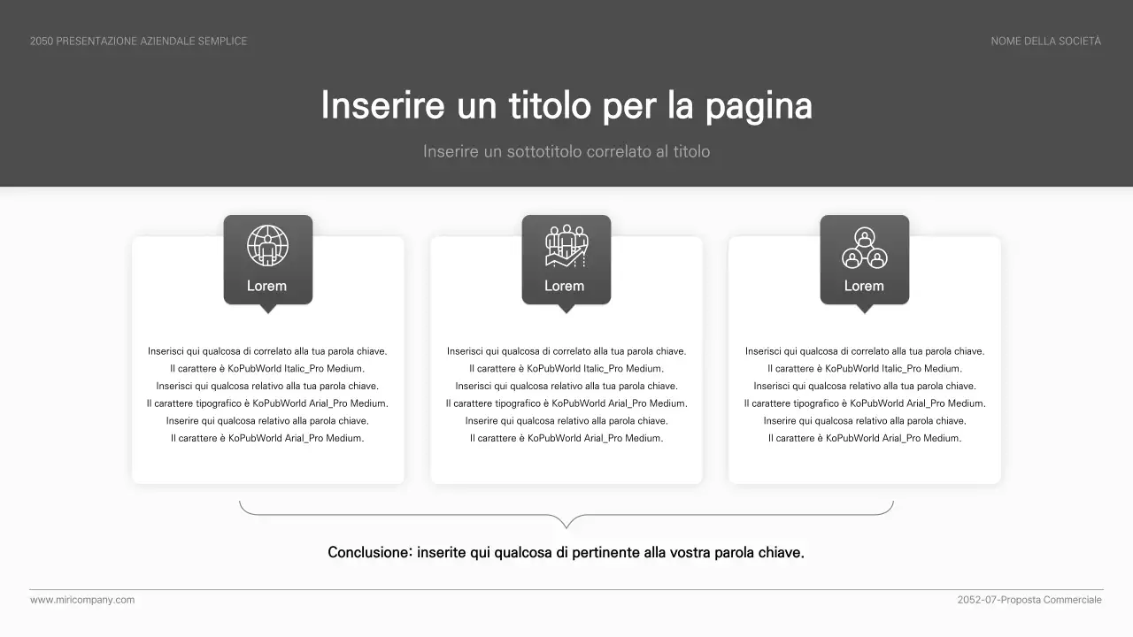 Presentazione aziendale semplice ed essenziale in bianco e nero