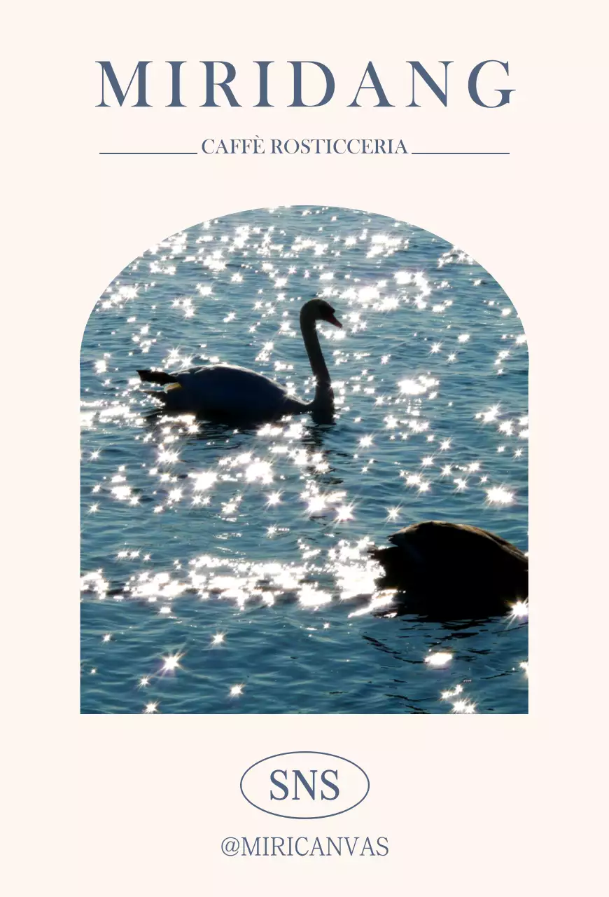 Caffè emozionale con layout fotografico in bianco e blu